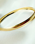 10K Yellow Gold Round Bangle | 8 Inches, 5.5mm Wide | Sleek & Polished Gold Bracelet