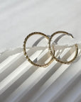 10K Gold Hoop Earrings | 25mm Wide, 1.8mm Tube | Textured Sparkling Classic Timeless Hoops