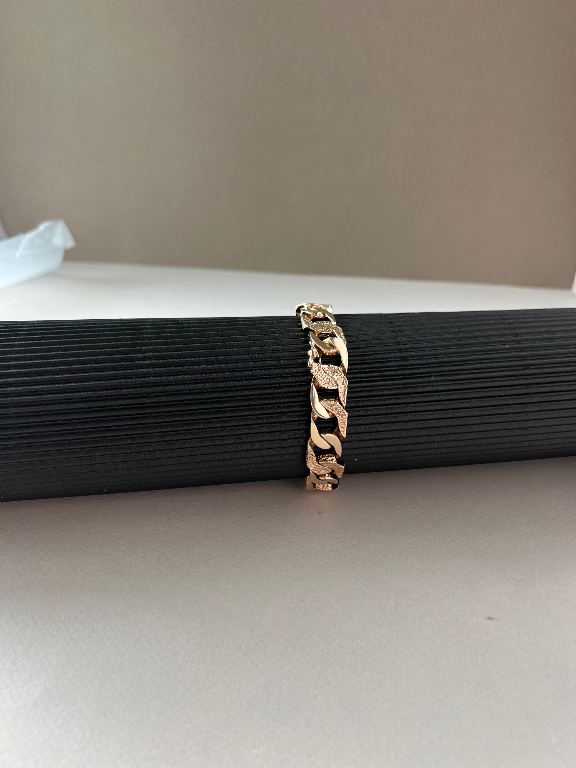 10k Yellow Gold  Textured Curb ID Bracelet | 49.32 grams, 8.5 inches long