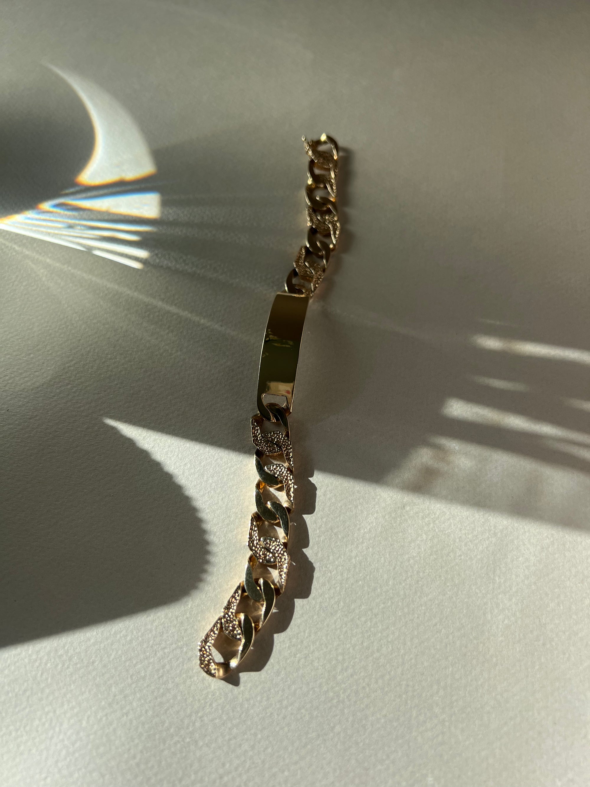 10k Yellow Gold  Textured Curb ID Bracelet | 49.32 grams, 8.5 inches long