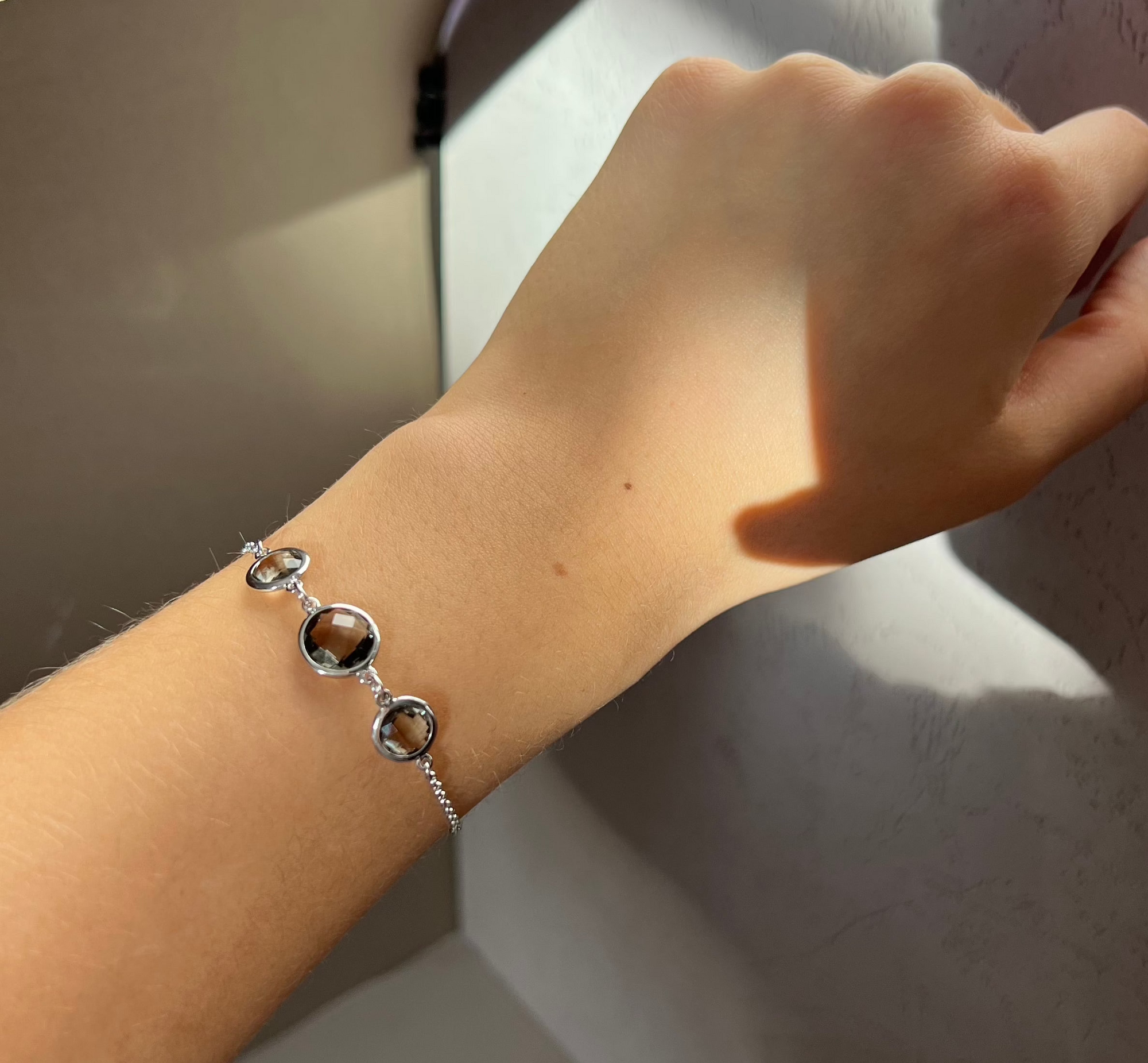 925 Sterling Silver Station Rolo Adjustable Bracelet | 4.3 grams, 9 inches long