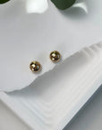 14K Yellow Gold Textured Earrings | 8.8mm Wide Classic Sparkling Gold Studs | High-End Elegant Gold Earrings for Women