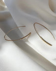 10K Yellow Gold Minimalist Hoop Earrings | 40mm Long | Chic & Modern Textured Bar Design for Everyday Elegance