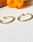 10K Yellow Gold Hoop Earrings | Textured Sparkling Classic Timeless Hoops