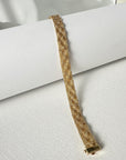 14K Gold Woven Bracelet | 7 3/4 Inches | Flexible, Luxurious Design with Yellow & White Gold Hook Clasp