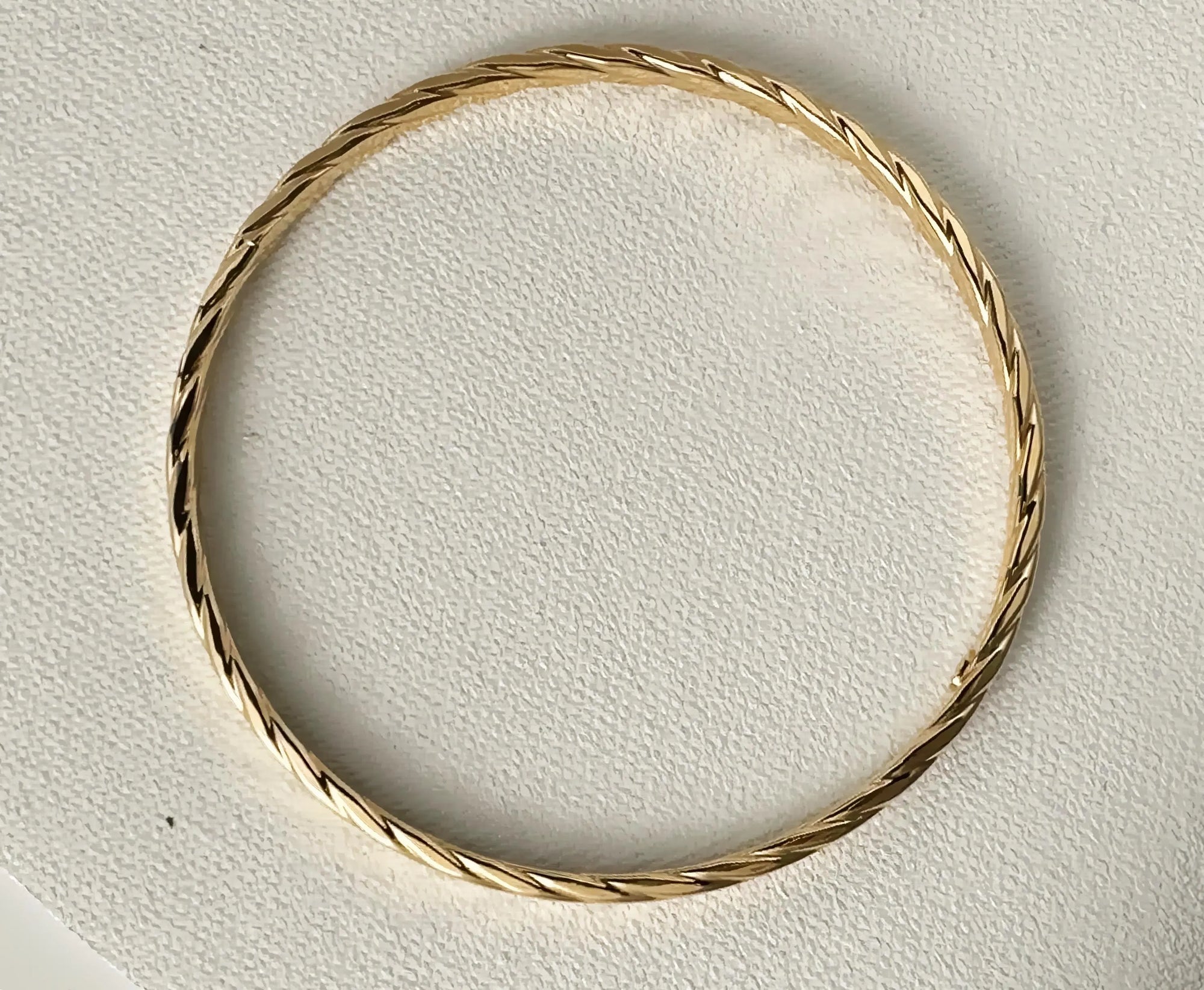 14K Yellow Gold Twisted Bangle | 8.5 Inches, 4mm Wide | Timeless &amp; Elegant Gold Bangle