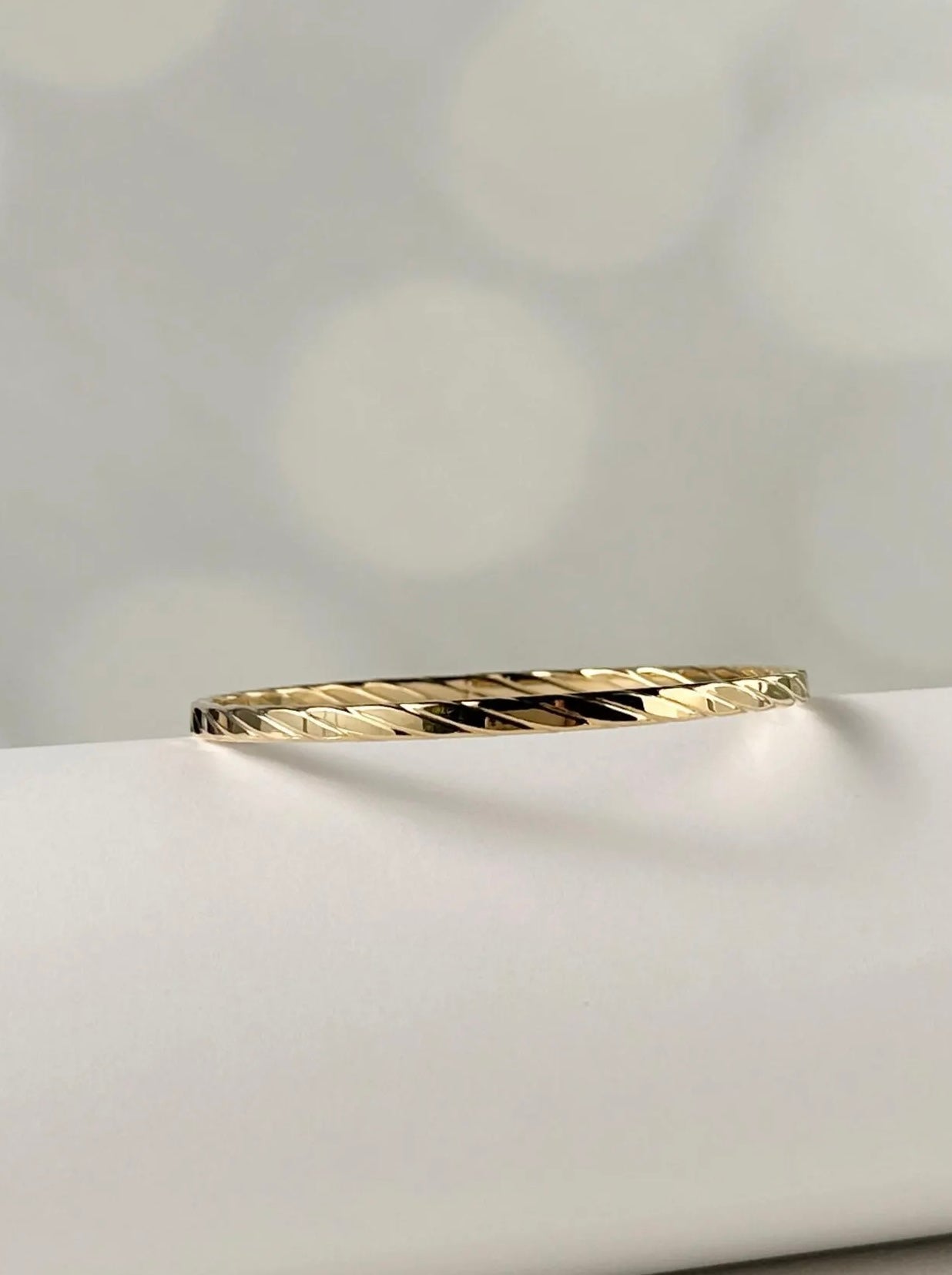 14K Yellow Gold Twisted Bangle | 8.5 Inches, 4mm Wide | Timeless &amp; Elegant Gold Bangle