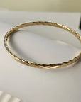 14K Yellow Gold Twisted Bangle | 8.5 Inches, 4mm Wide | Timeless & Elegant Gold Bangle