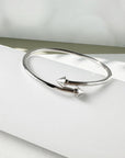 925 Sterling Silver Arrow Bangle | 7.5 Inches, 3mm Wide | Minimalist Open-Ended Silver Bracelet