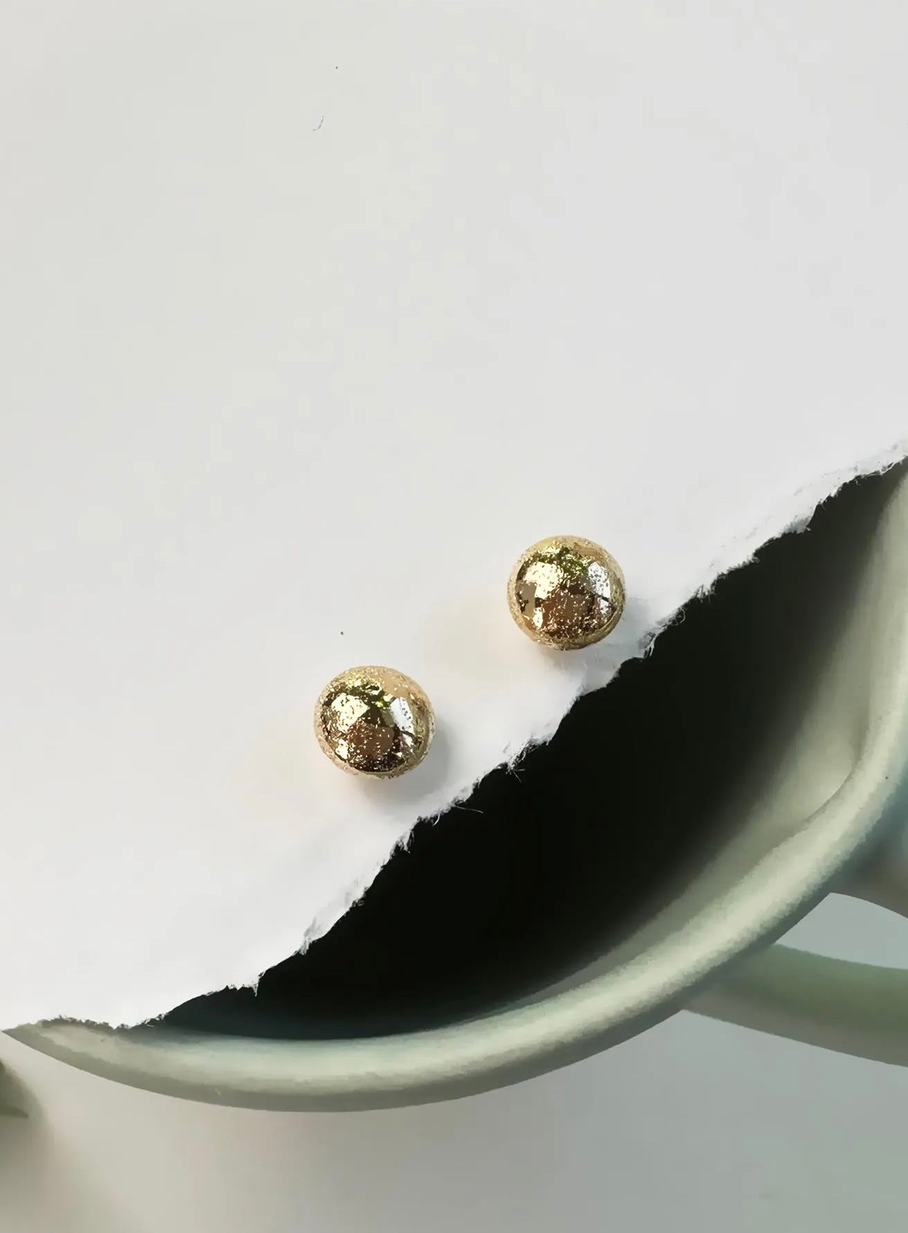 14K Yellow Gold Textured Earrings | 8.8mm Wide Classic Sparkling Gold Studs | High-End Elegant Gold Earrings for Women