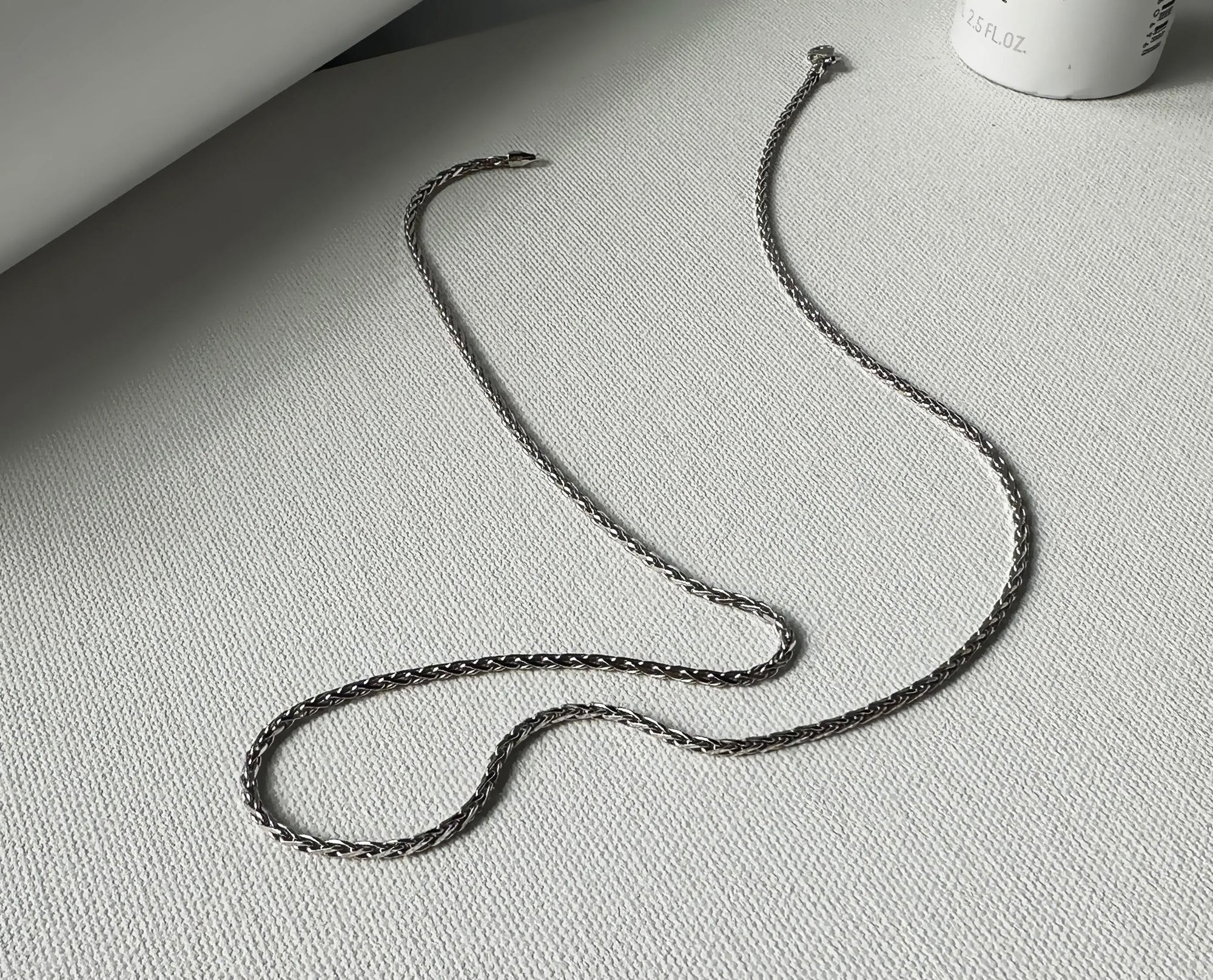 Sterling Silver Rhodium-Plated Spiga Chain | 2mm Wide, 20 Inches Long | Elegant &amp; Durable Silver Necklace