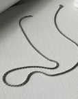 Sterling Silver Rhodium-Plated Spiga Chain | 2mm Wide, 20 Inches Long | Elegant & Durable Silver Necklace