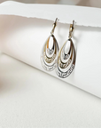 10K Two-Tone Gold Teardrop Earrings | 50mm Long, 16.8mm Wide | Elegant Greek Key Design with High Polish Finish