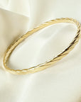 14K Yellow Gold Twisted Bangle | 8.5 Inches, 4mm Wide | Timeless & Elegant Gold Bangle