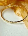 14K Yellow Gold Twisted Bangle | 8.5 Inches, 4mm Wide | Timeless & Elegant Gold Bangle