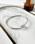 925 Sterling Silver Arrow Bangle | 7.5 Inches, 3mm Wide | Minimalist Open-Ended Silver Bracelet